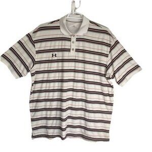 Under Armour striped Black White Red Golf Polo Style Shirt Men’s XL Embroidered